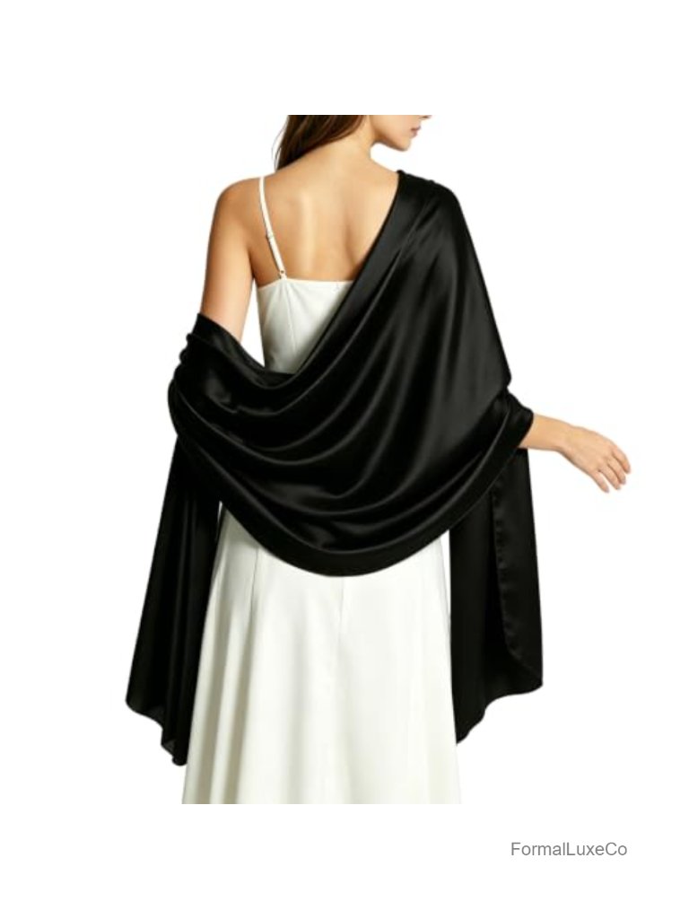 Satin Shawl Wrap For Evening Dresses Bridal Party Long Scarf Formal Cover Up